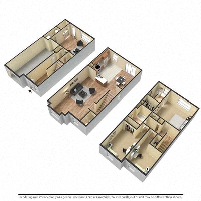 Floor plan for 3 beds, 4 baths, 1997 sqft